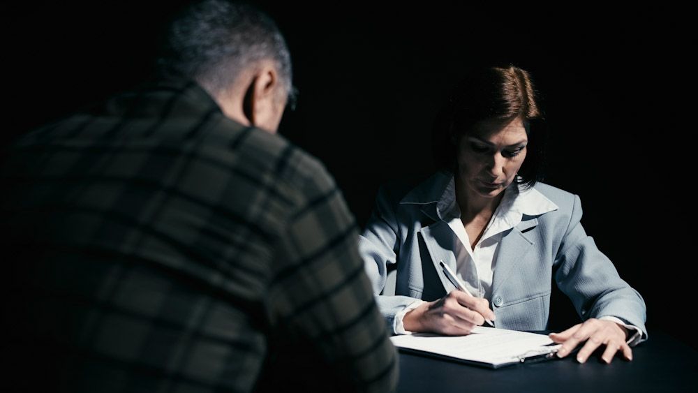 Man being questioned